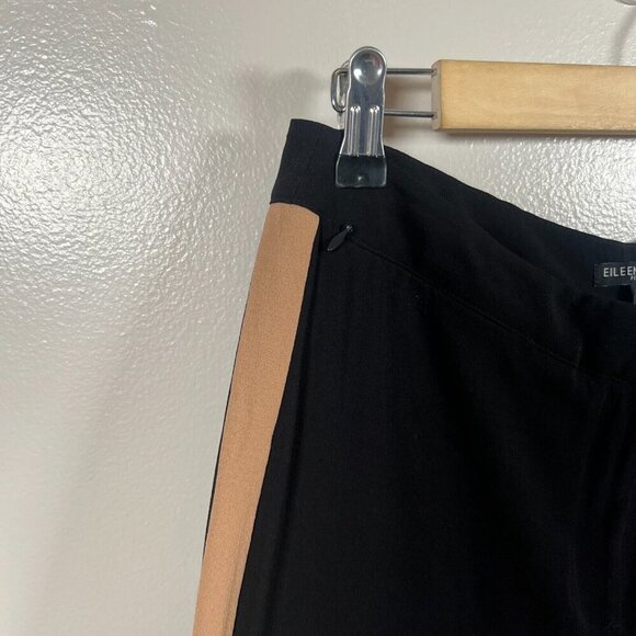 Eileen Fisher Silk Georgette Crepe Pants Size 8 Petite Black Side Stripe Career - Picture 5 of 10